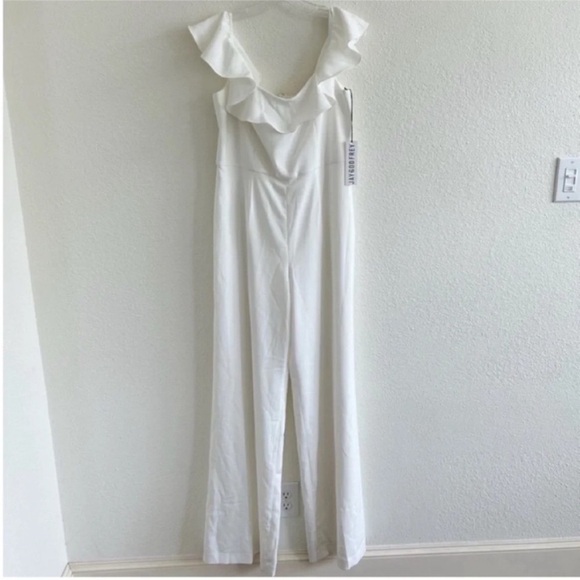Jay Godfrey Biondi Off The Shoulder Ruffle Jumpsuit White NWT - Picture 4 of 8